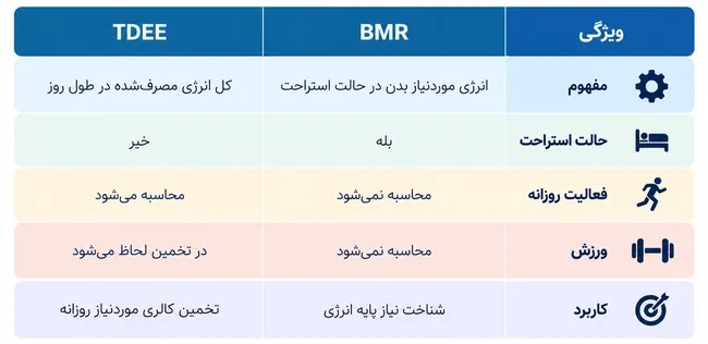 تفاوت BMR و TDEE