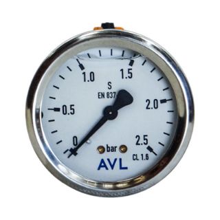 تصویر  گیج استیل برنج AVL 6 سانت افقی 2.5 بار