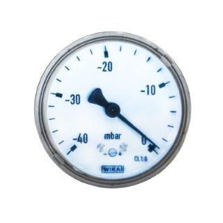 تصویر  گیج فشار وکیوم استیل بلک برنج ویکا صفحه 6 سانت خشک افقی 0-40- میلی بار