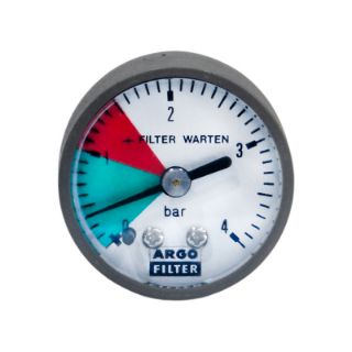 تصویر  گیج فشار قاب مشکی برنج Argo Filter صفحه 4 سانت خشک افقی 0-4 بار