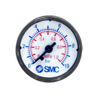 تصویر  گیج فشار قاب مشکی برنج SMC صفحه 6 سانت خشک افقی 0-10 بار
