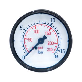 تصویر  گیج فشار قاب مشکی برنج AirCom صفحه 6 سانت خشک افقی 0-10 بار
