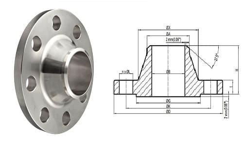 فلنج گلودار جوشی (Weld Neck Flange)