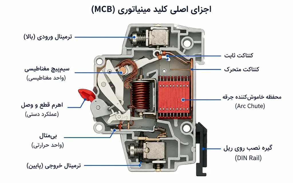 اجزای کلید مینیاتوری