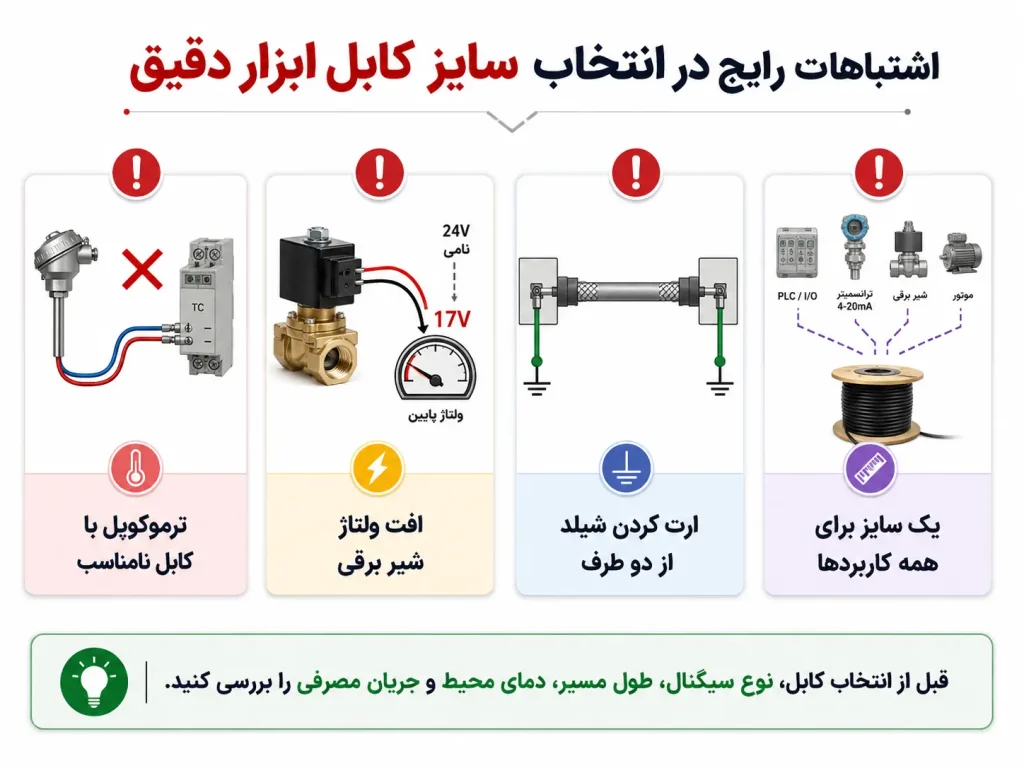 راهنمای انتخاب سایز کابل ابزار دقیق