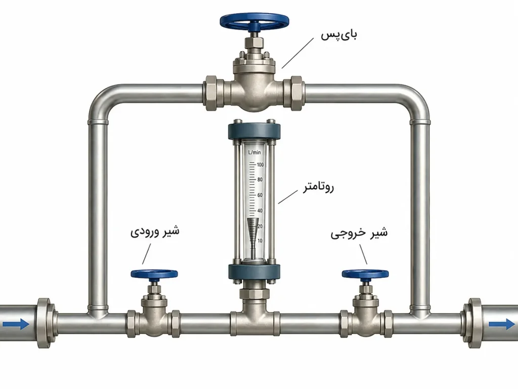 هوک آپ روتامتر با بای‌پس